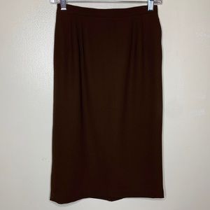 VINTAGE Talbots Pencil Skirt Brown 100% Worsted Wool Career Corporate Wear 4